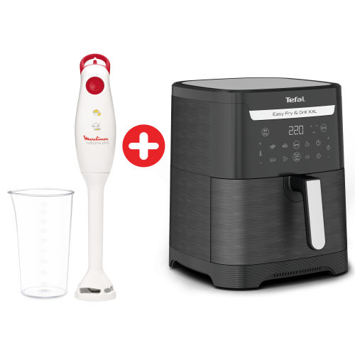 Tefal Easy Fry & Grill XXL - Air Fryer - 6.5L Capacity - 8 Preset Programs - Digital - EY8018EG + Free Moulinex Turbomix Plus Hand Blender, 350 watt, Beaker 800 ml - DD1001EG